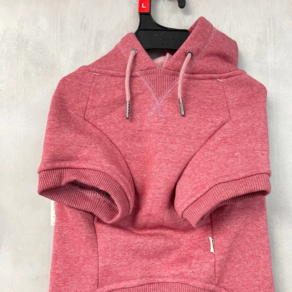Reddy Sleigh Pet Hoodie Dog Size L Red Heathered Fleece Warm Holiday Minimalist